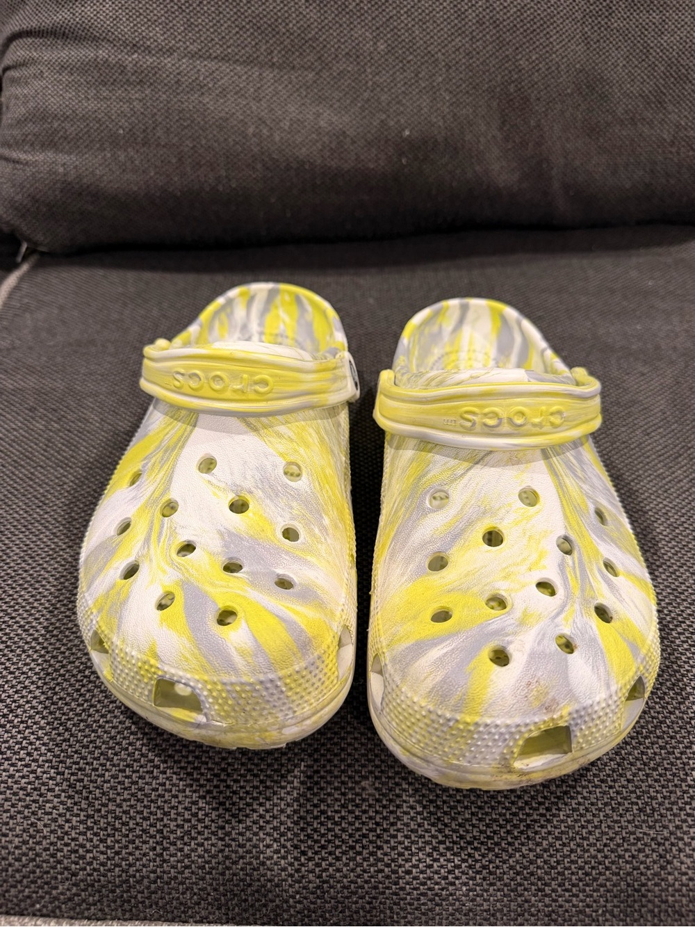 CROCS Yellow & White Tie-Dye Classic Clog